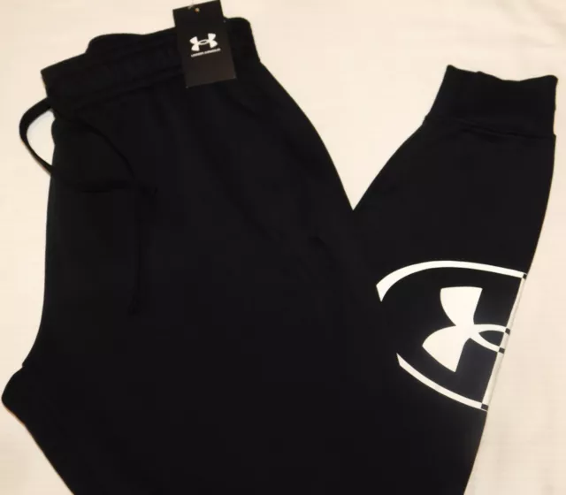 UNDER ARMOUR Rival Fleece Jogger Pants Stretch Waist Loose Fit Big & Tall Black