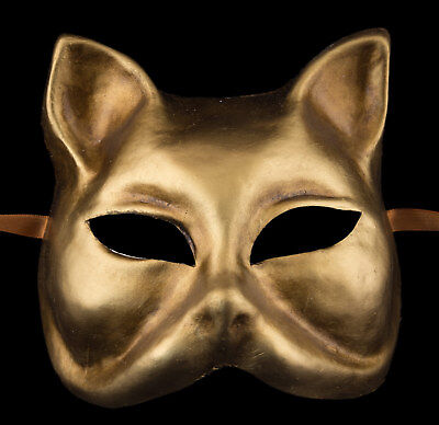 Mask from Venice Face Cat Gatto Paper Mache Golden 32 X26