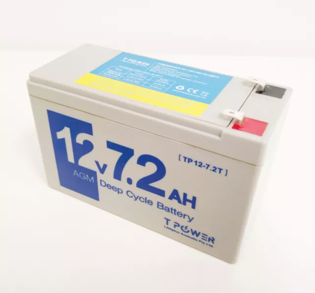 Tpower 12V 7.2Ah SLA AGM Battery for UPS Home Alarm Toy Car NBN Auto Gate