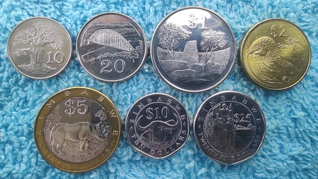 ZIMBABWE Series of 7 values 2001-2003 (from 10 cents to 25 dollars) (SC)