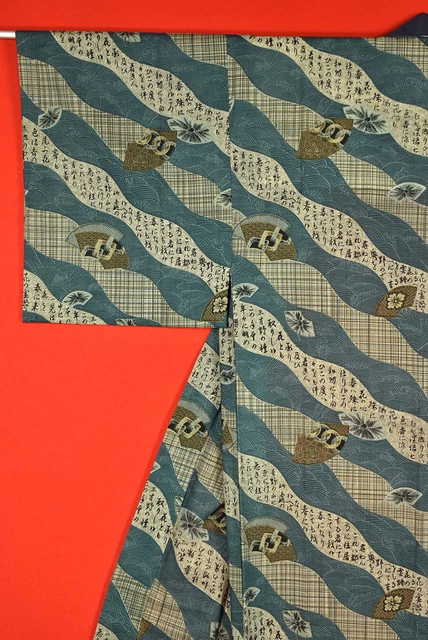 Vintage Japanese Kimono Wool Antique BORO JUBAN Kusakizome MEN Dyed/B583/550 3