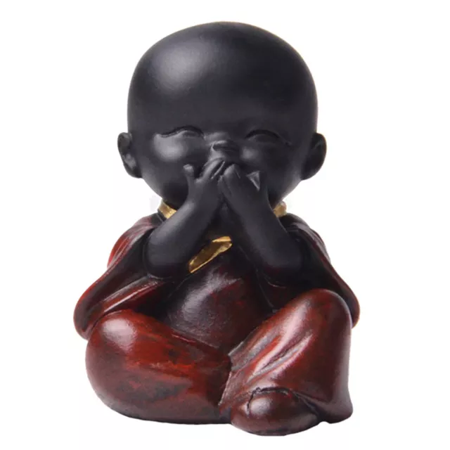 Buddha Sculpture Cartoon Ornamental Delicate Small Three Wise Monk Statue Resin