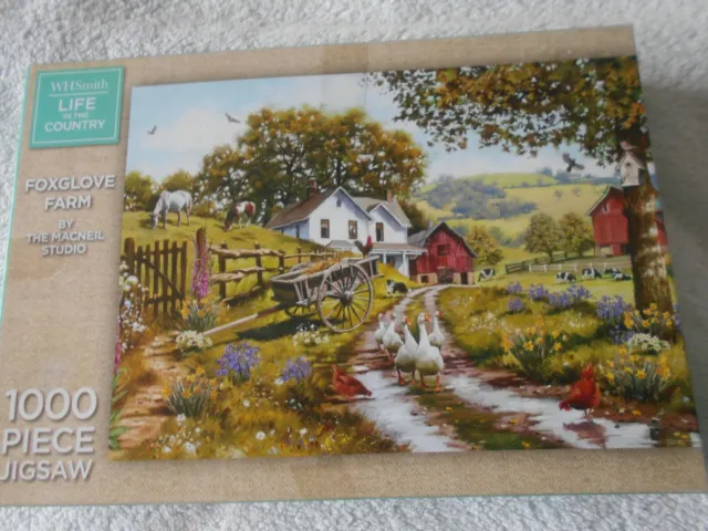 W H SMITH JIGSAW 1000 X pieces Life In The Country FOXGLOVE FARM Complete
