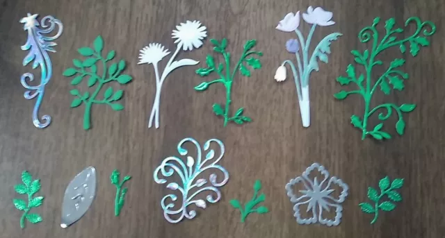 Die Cut Card Flower Leaf Shapes x12 Card Making Scrapbook Toppers Embellishments