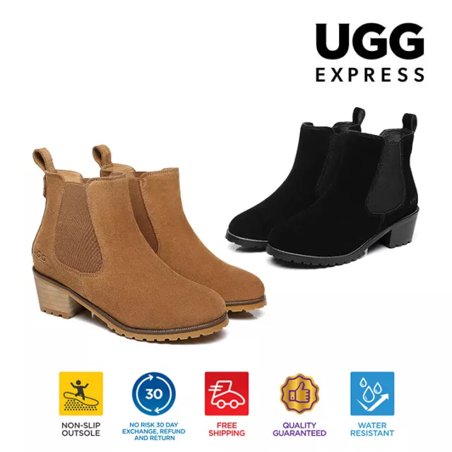 AUSTRALIAN SHEPHERD® UGG Boots Women Sheepskin Wool Lining Block Heels Sylvia