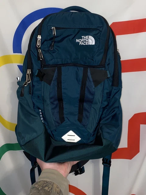 The North Face Recon Backpack Outdoor Pack Green Laptop Multi-Pocket