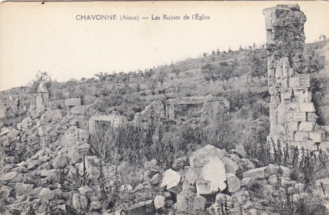 CPA GUERRE 14-18 WW1 CHAVONNE les ruines de l'église