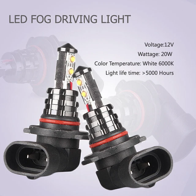 2PZ Lampadine Nebbia Guida LED Luce Bianca Lampada Auto 40W 6000K H10 1600LM