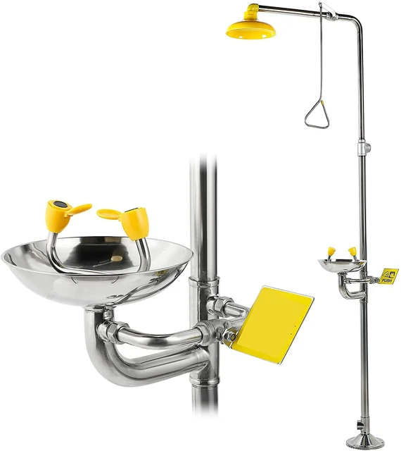 Acciaio inox + ABS Stazione lavaggio occhi di emergenza con doccia lavaggio occhi verticale