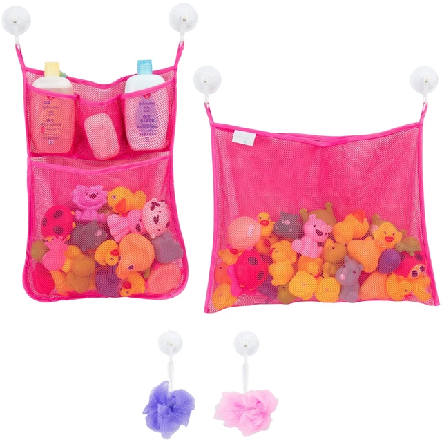 2 x Mesh Bath Toy Organizer + 6 Ultra Strong Hooks – The Perfect Bathtub Toy ...