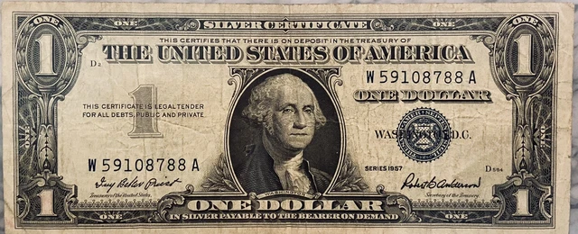 1935 and 1957 One Dollar Blue Seal Note Silver Certificate Old US Bill $1 Money 6