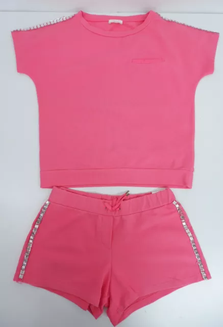 Chloe set outfit bambina età 10 anni maglione pantaloncini rosa maniche corte