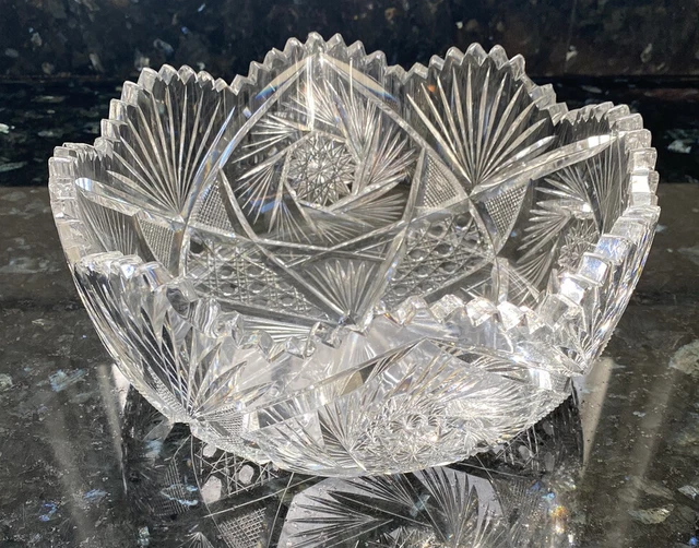 American Brilliant Cut Glass ABP Crystal 8" Bowl