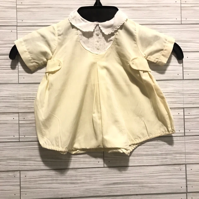 Feltman Bros Yellow White Pleated Bubble Romper Size 12 Months Unisex Boys