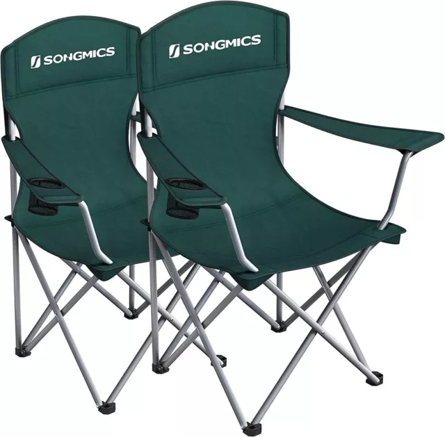 Set of 2 Folding Camping Outdoor Chairs Dark Green SONGMICS