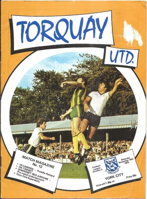 Football Programme TORQUAY UNITED v YORK CITY Nov 1979