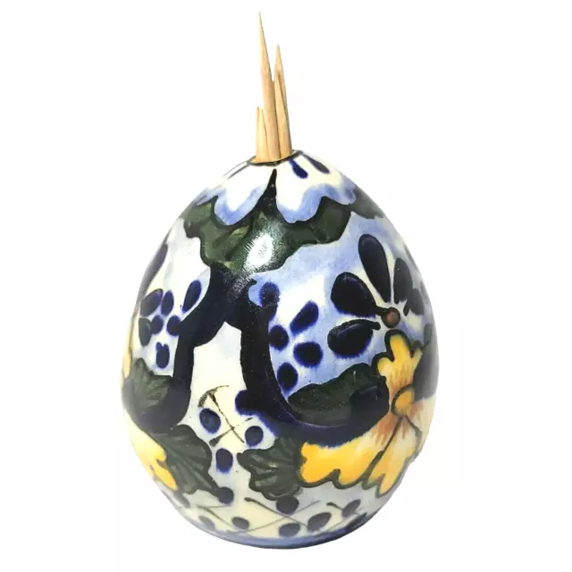 Talavera Mexican Pottery Egg-Shaped Toothpick Holder Vase Hand Painted