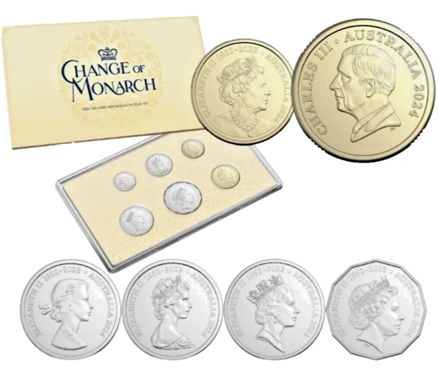 2024 CHANGE OF MONARCH Uncirculated SixCoin AlBr CuNi Year Set Free