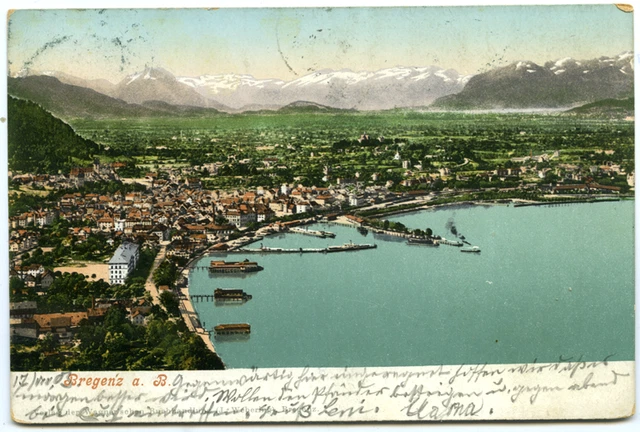 AK Bregenz am Bodensee Hafen Gesamtansicht, gelaufen
