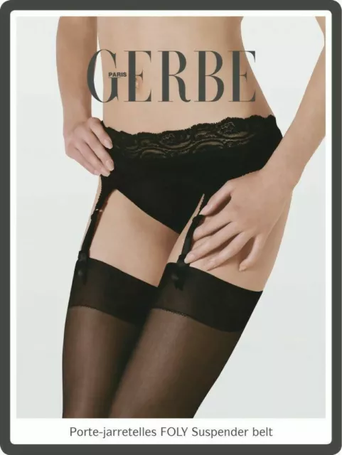 Porte-jarretelles GERBE FOLY coloris Blanc ou Noir. 4 tailles. Suspender belt.