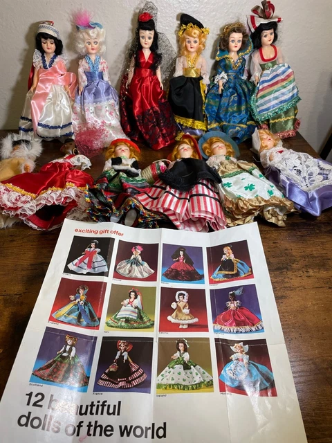 Vintage 1960's Dolls Of The World Collection Of 12 Dolls Gas Station Giveaways