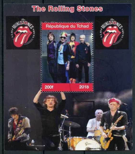 Rolling Stones Stamps Chad 2018 CTO Music Rock Band Mick Jagger 1v M/S