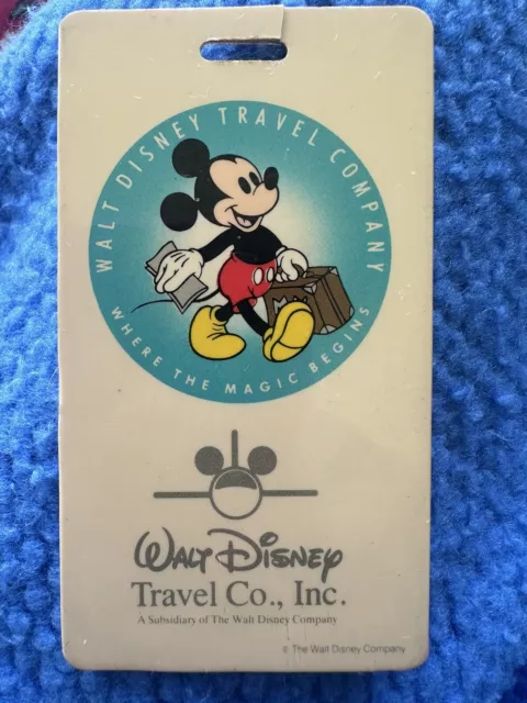 VINTAGE Walt Disney Travel Co. Inc. Mickey Mouse Travel Luggage Bag Tag ID 3