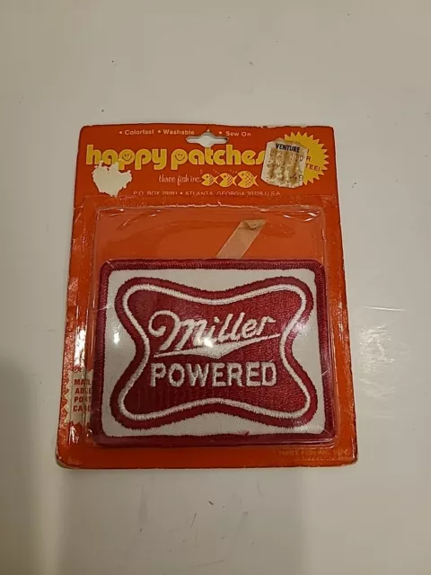 Vintage Caution Miller Powered Racing Service Parts Uniform Hat  Patch NOS