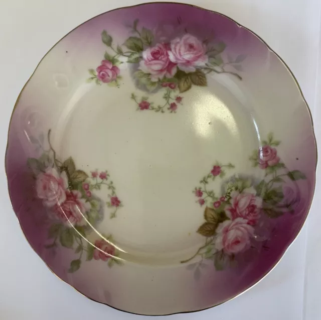 new listing Hand Painted lefton Roses In Purple Shading China Plate.  # 258