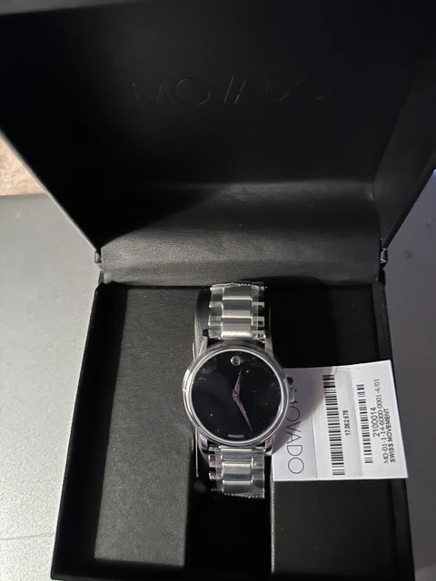 Orologio classico Movado Museum Orologio svizzero quadrante nero al quarzo - 2100014 ($895 prezzo al dettaglio) 3