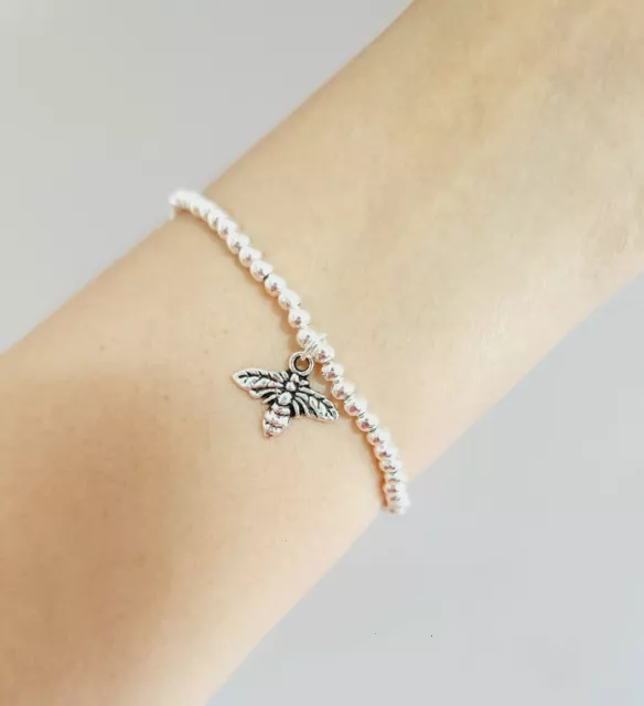 🐝 Bee bracelet silver cute Bumble bee charm stack friendship family gift UK 🐝