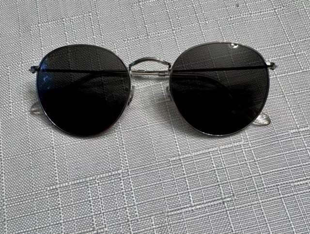 ray ban sunglasses rb3447 001 round metal 50-21, Polished Silver Black Lens