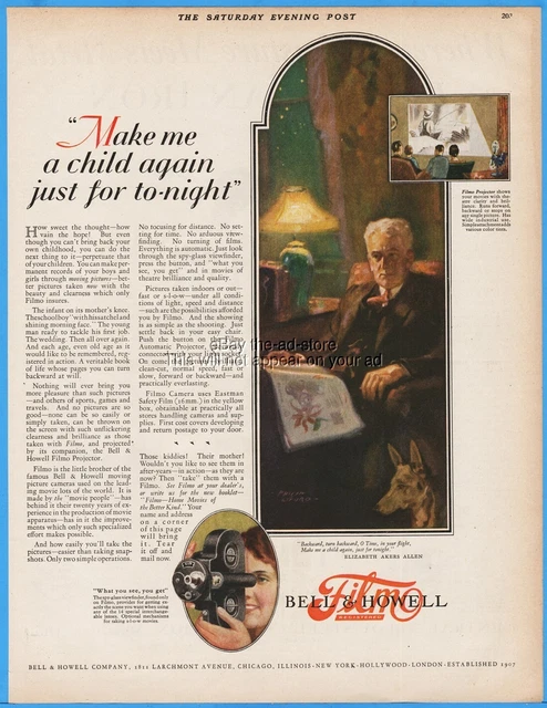 1928 Bell & Howell Filmo Motion Picture Camera Elizabeth Akers Allen quote ad