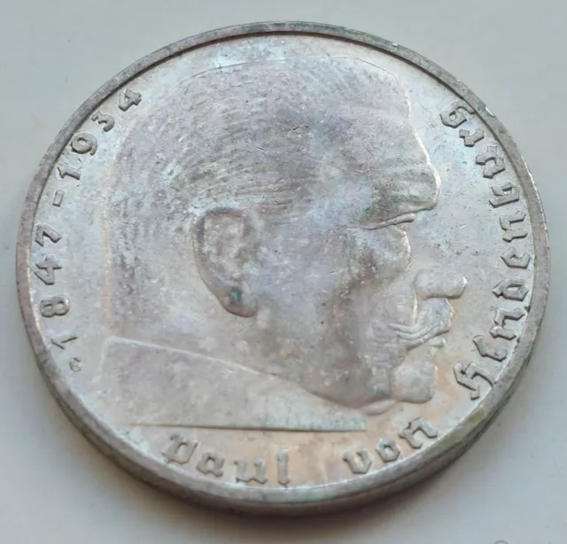 3. Reich, 2 Mark Hindenburg 1936 G, J. 366, seltener Jahrgang in vz/stgl 3