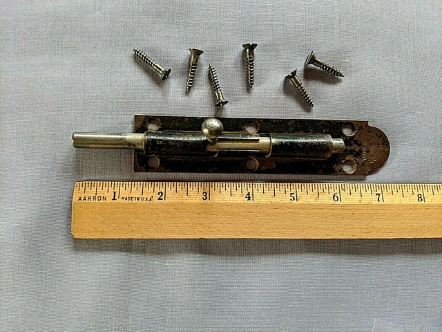 Vintage Heavy Steel Barn Gate shed Door 6" Bolt W/Screws 2