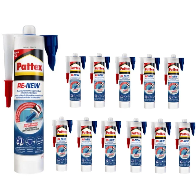 12x silicone sanitario Pattex ReNEW layout AT/HU per cucina e bagno antimuffa bianco