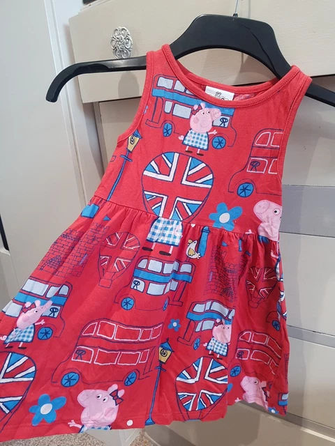 New Girls Peppa Pig Coronation Queens Castle Red White Blue Dress 3 4 Years