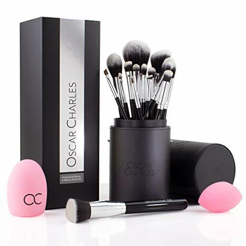Oscar Charles 17 Pezzi: Set di pennelli per trucco professionale con frullatore