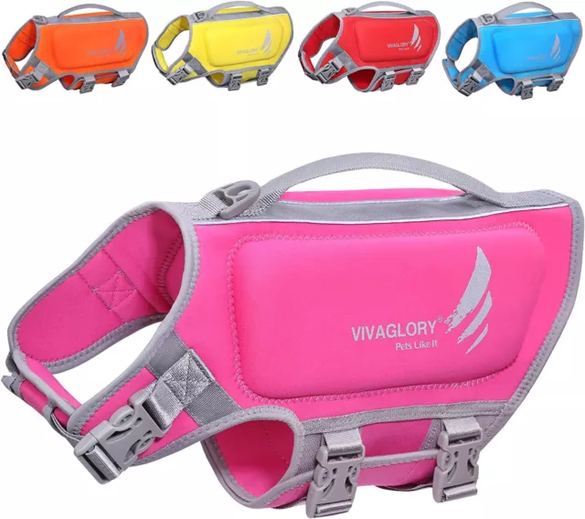 Vivaglory Skin-Friendly Neoprene Dog Buoyancy Aid XL Pink