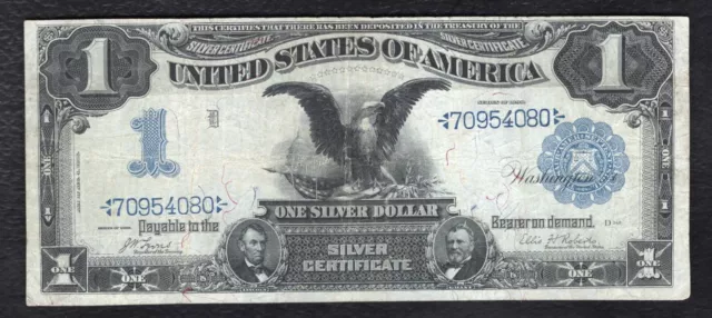 Fr. 226 1899 $1 One Dollar “Black Eagle” Silver Certificate Currency Note Vf