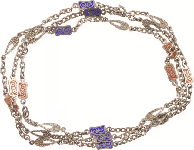 schöne alte Halskette Schmuck - Silber 800, teilweise emailliert