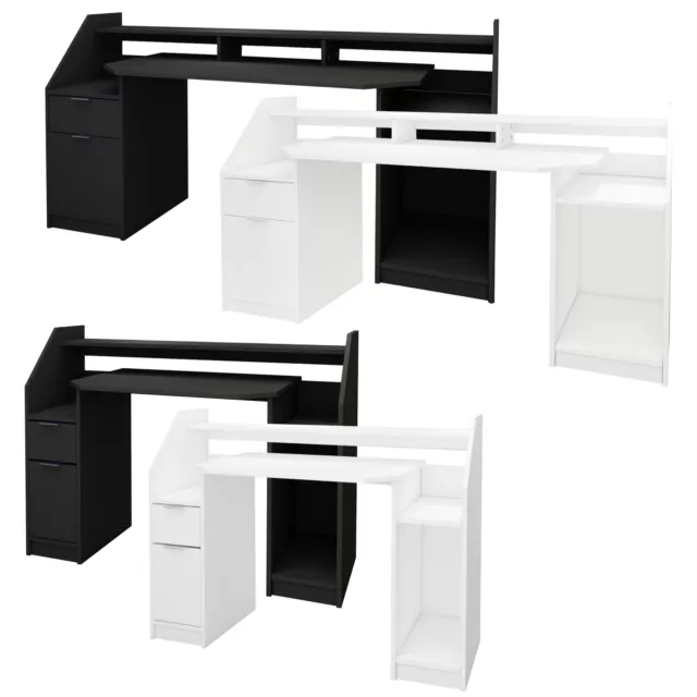 Escritorio de ordenador mesa cajón puerta estantes abiertos mesa blanca o negra