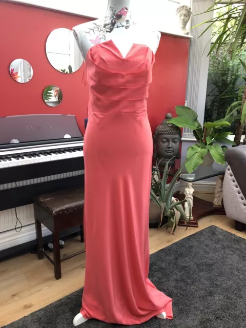 TED BAKER Strapless Frieda Midi Dress Baby Pink Red Stripe Sz 5