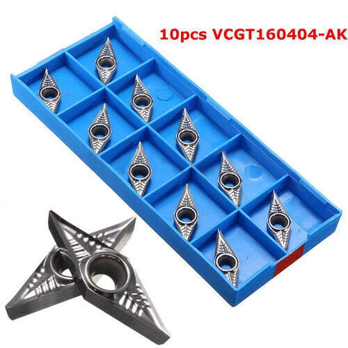 10 pezzi VCGT160404-AK Inserti in Metallo Duro per Utensili da Tornio CNC IT