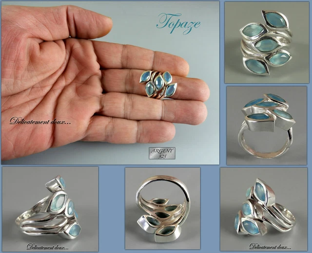 Bague Argent 925 Et Calcédoine Taille 58 - Modèle BA-AR-607 - Neuf Avec étiquettes