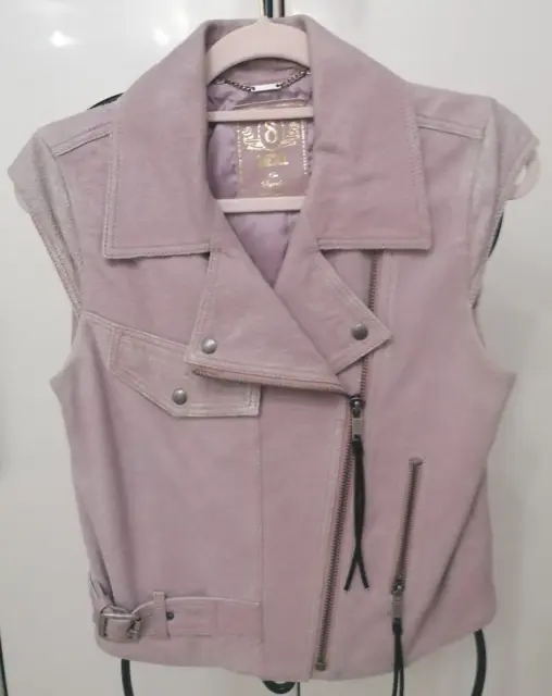 Diesel Woman Short Real Leather Gilet/Waistcoat Distressed Light Pink S/S Used