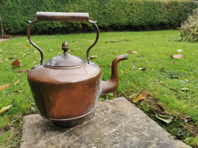 Vintage Antique Large Copper Kettle - Farmhouse Market Kitchen - Fireplace