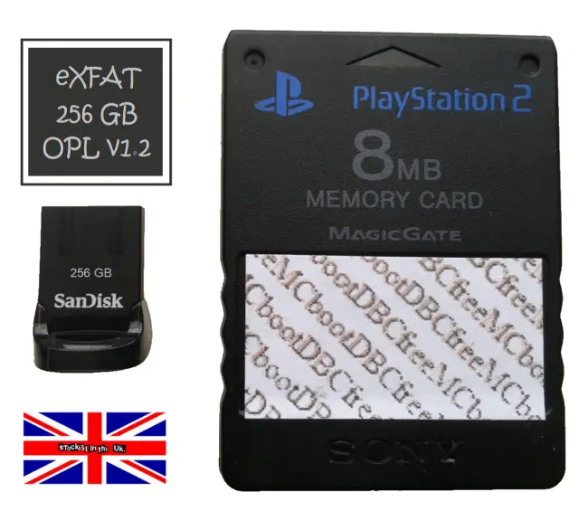 Ps2 8mb Memory Card Free MCBoot eXFAT 256GB 3.1 USB SONY & SANDISK NOT HDD