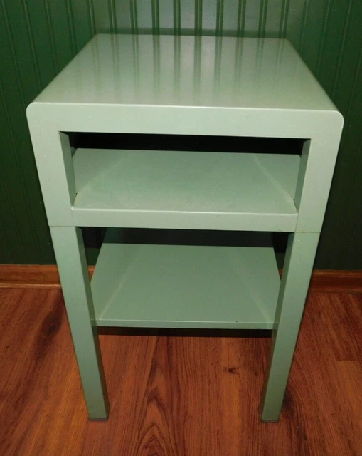 Vintage Retro Green Simmons Dupont Hi-Bake Enamel Office Side End Night Table