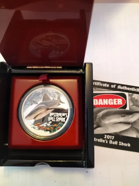 2017 Tuvalu $1 Deadly & Dangerous Australia's SHARK  1oz Silver Proof coin